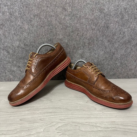 Cole Haan Lunargrand Wingtip Oxfords Mens 8 Brown Red Sole Leather Brogue main image 7